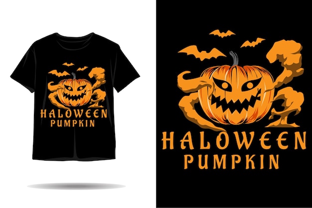 Diseño de camiseta de silueta de calabaza de Halloween