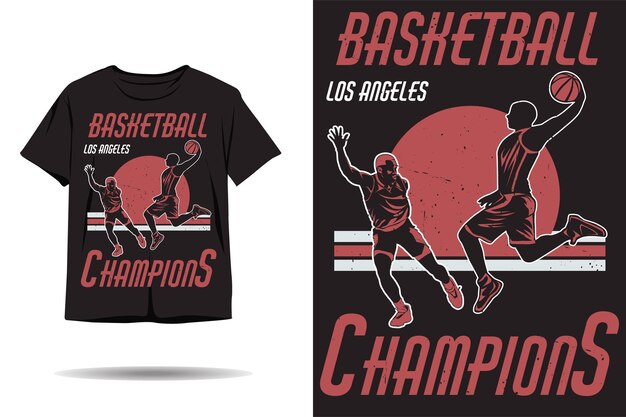 Diseño de camiseta de silueta de campeones de baloncesto