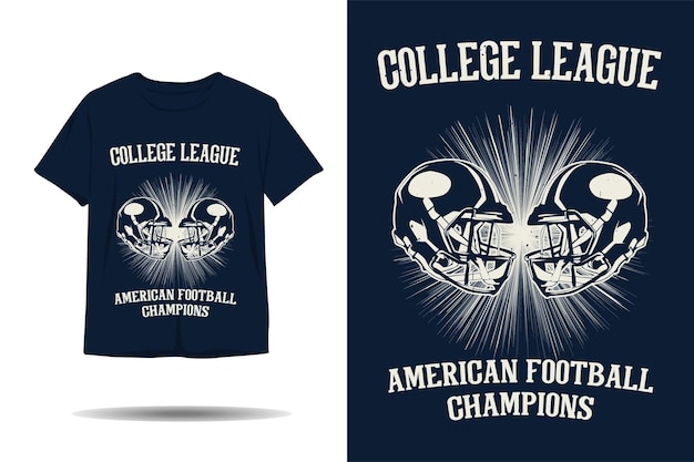 Diseño de camiseta de silueta de campeones de fútbol americano de la liga universitaria