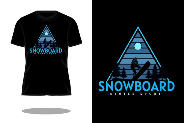 Diseño de camiseta de silueta de deporte de invierno de snowboard