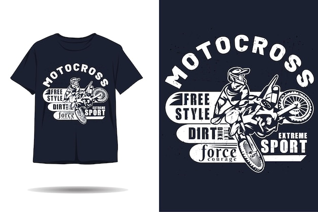 Diseño de camiseta de silueta de estilo libre de deporte extremo de motocross