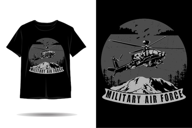 Diseño de camiseta de silueta de fuerza aérea militar