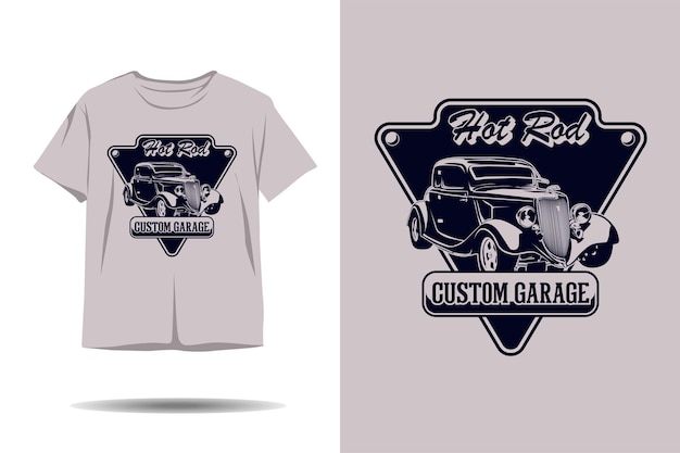 Diseño de camiseta de silueta de garaje personalizado de hot rod