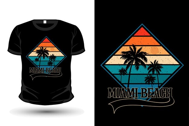 Diseño de camiseta de silueta de mercancía de miami beach