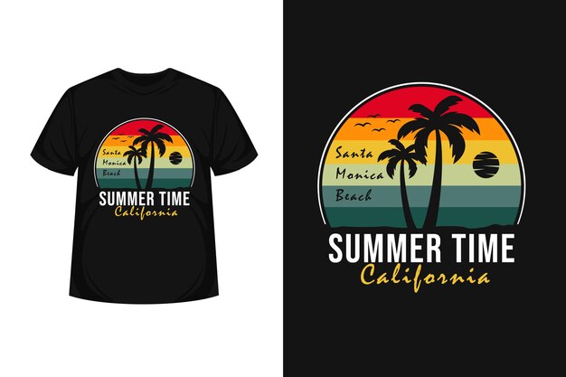 Diseño de camiseta de silueta de merchendise de verano de california