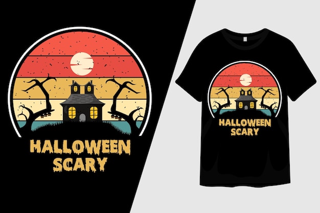 Diseño de camiseta de silueta de miedo de halloween