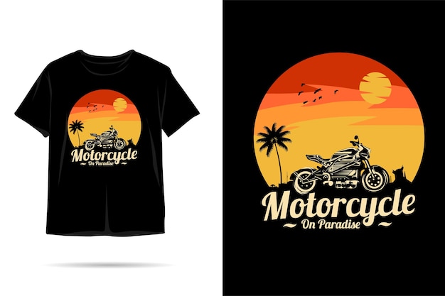 Diseño de camiseta de silueta de motocicleta en paraíso