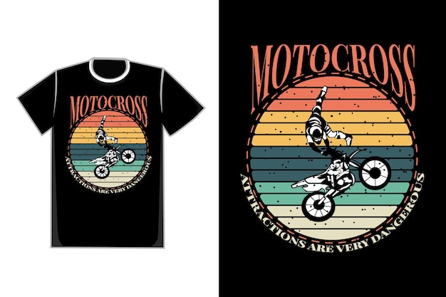 Diseño de camiseta de silueta motocross atracción retro vintage