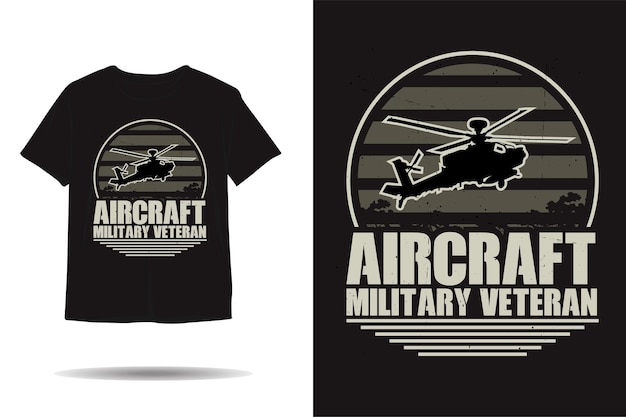 Diseño de camiseta de silueta de veterano militar de aviones