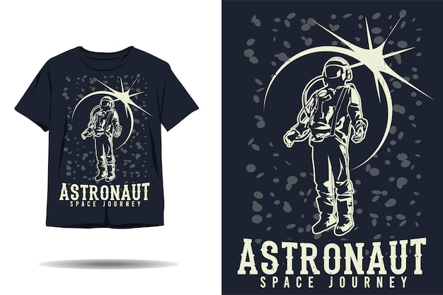Diseño de camiseta de silueta de viaje espacial de astronauta