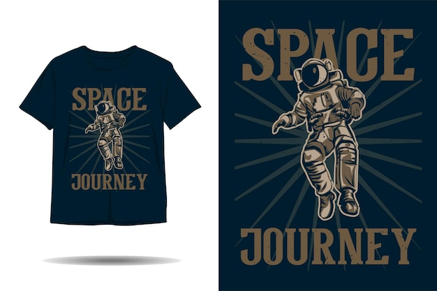 Diseño de camiseta de silueta de viaje espacial de astronauta