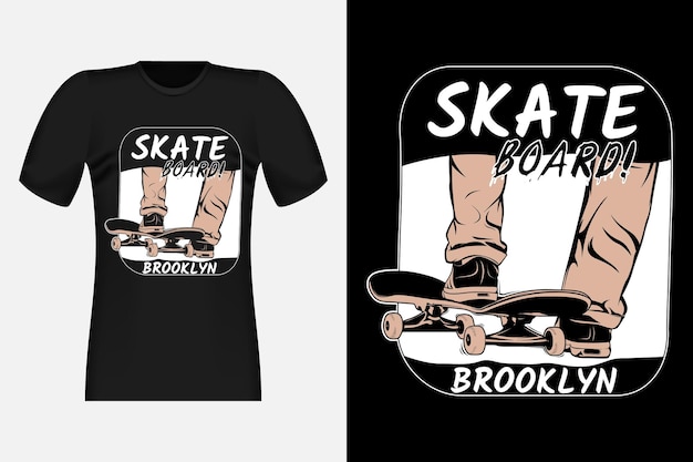 Vector diseño de camiseta skateboard brooklyn vintage