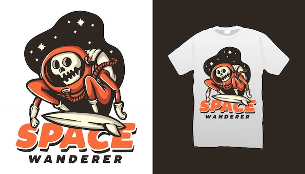 Diseño de camiseta de space wanderer