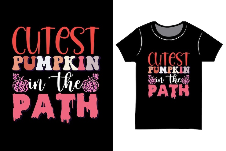 Vector diseño de camiseta de sublimación de halloween. camisa de regalo. la calabaza más linda del camino.