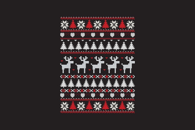 Diseño de camiseta de sublimación con patrón de suéter de Navidad feo