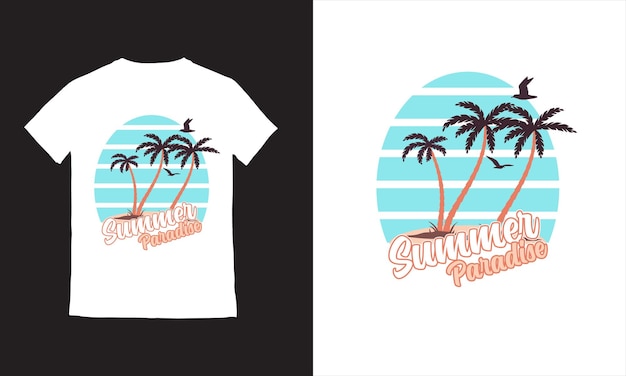 Vector diseño de camiseta summer paradise beach