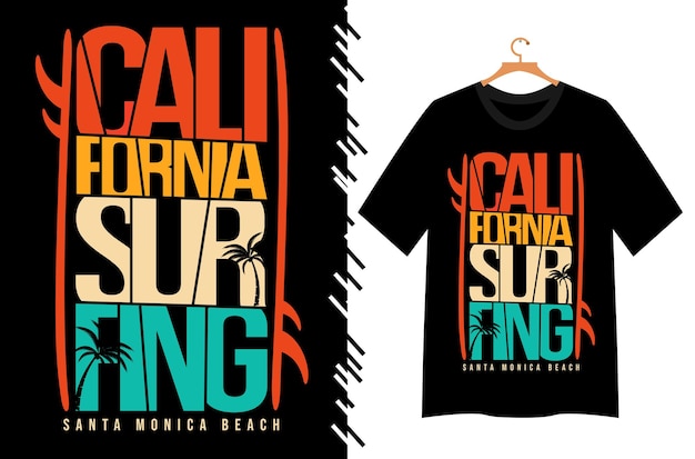 Diseño de camiseta de surf de California