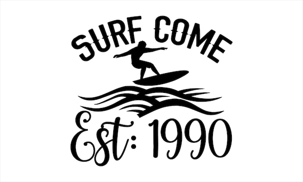 Vector diseño de camiseta de surf letras dibujadas a mano ilustración vectorial