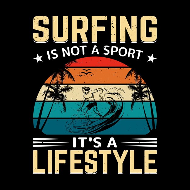 Diseño de camiseta de surf de verano retro diseño de camisetta vintage y camiseta vectorial de surfeo de verano