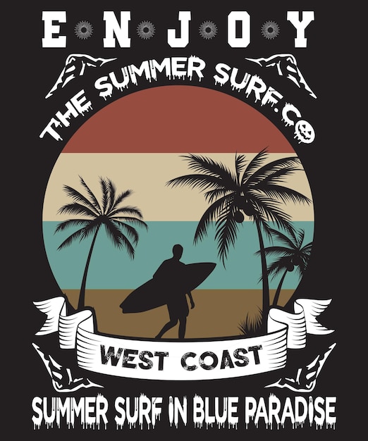 Diseño de camiseta de surf de verano