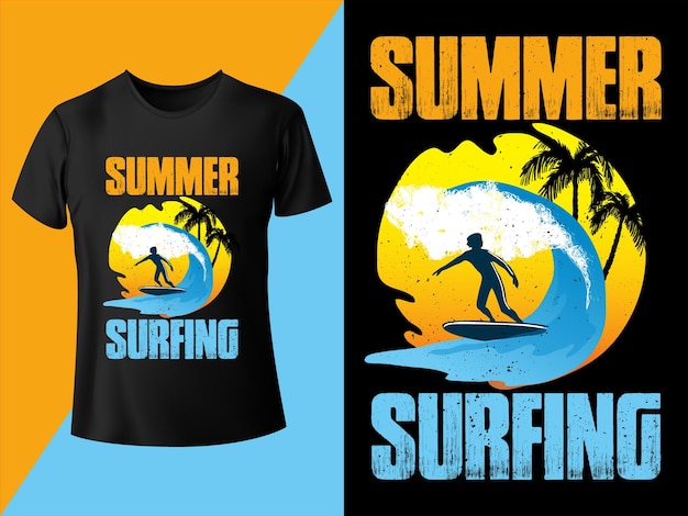 Diseño de camiseta de surf de verano