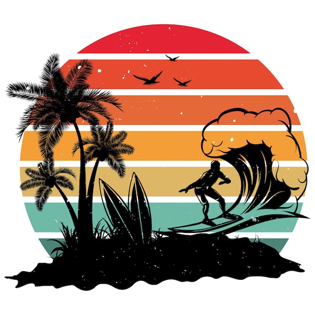 Diseño de camiseta de surf vintage.