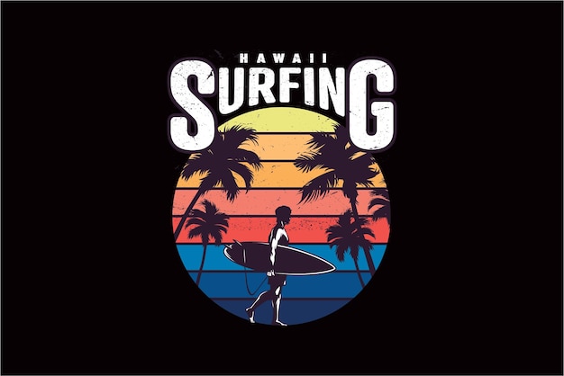 Diseño de camiseta de surf.