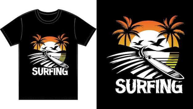 Diseño de camiseta de surf.