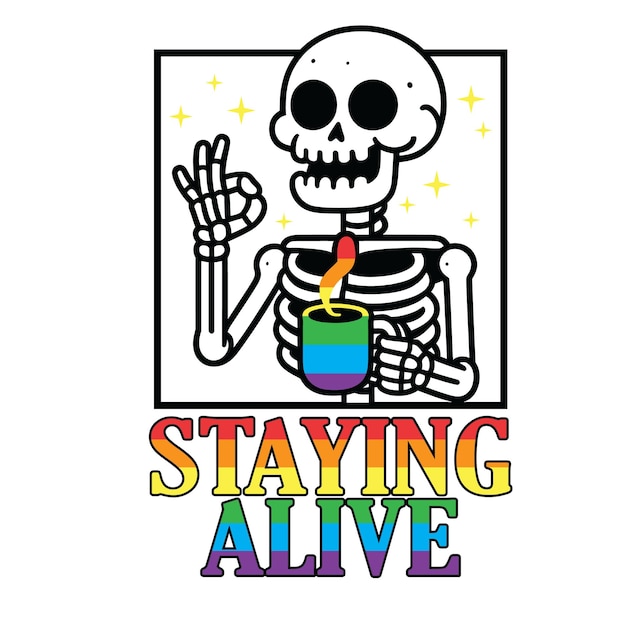 Vector el diseño de la camiseta svg de bl lgbt skeleton