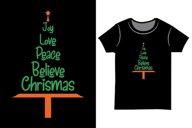 Diseño de camiseta SVG de Navidad. Ama la paz cree en la Navidad.