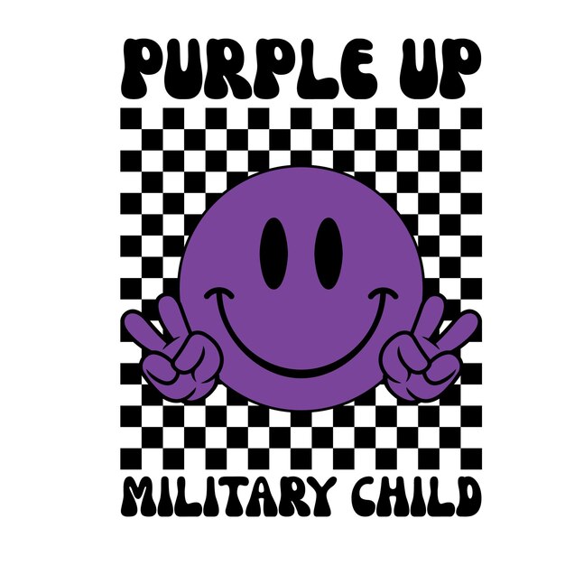 Diseño de la camiseta SVG de Purple Up Military Child