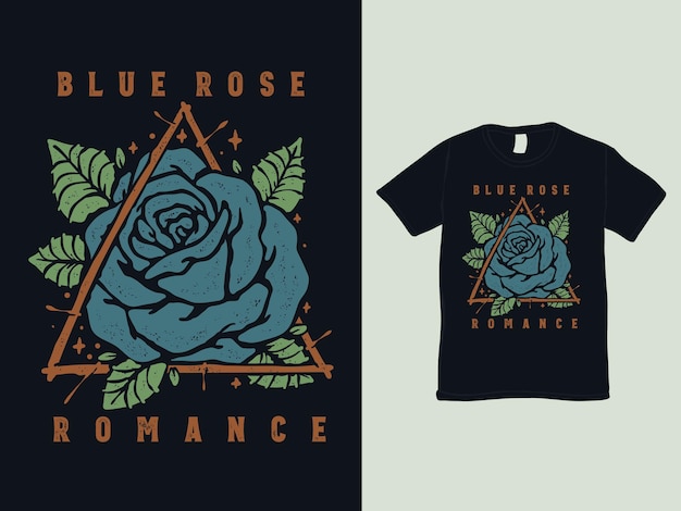 Diseño de camiseta de tatuaje vintage rosa azul