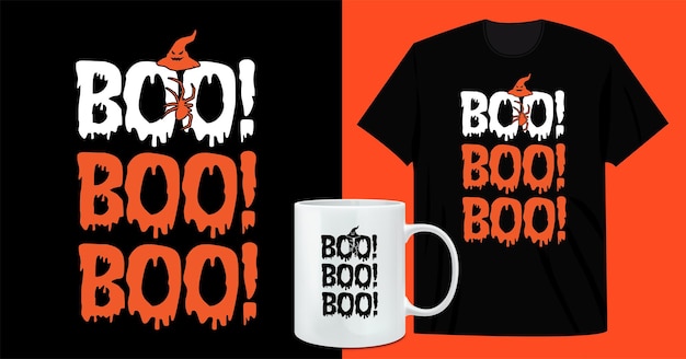 Diseño de camiseta y taza de café Boo Boo Boo Halloween