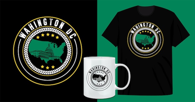 Diseño de camiseta y taza de café del estado de washington, ee. uu.