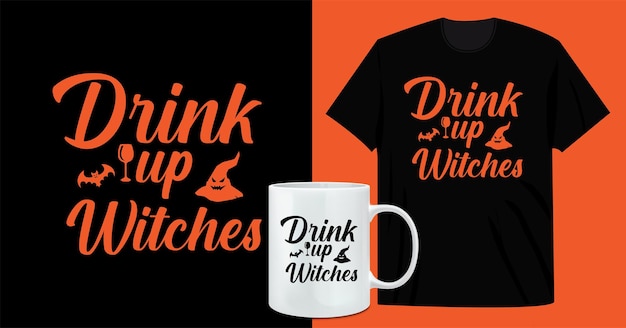 Diseño de camiseta y taza de café de halloween