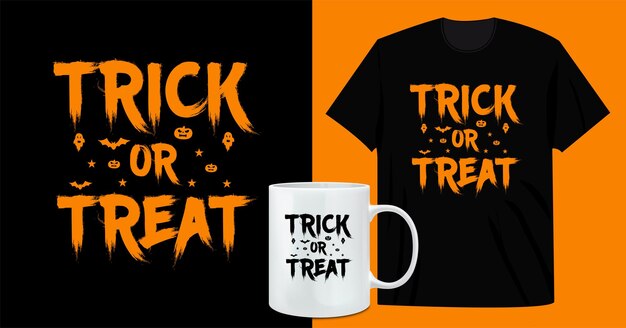 Diseño de camiseta y taza de café Trick or Treat Halloween