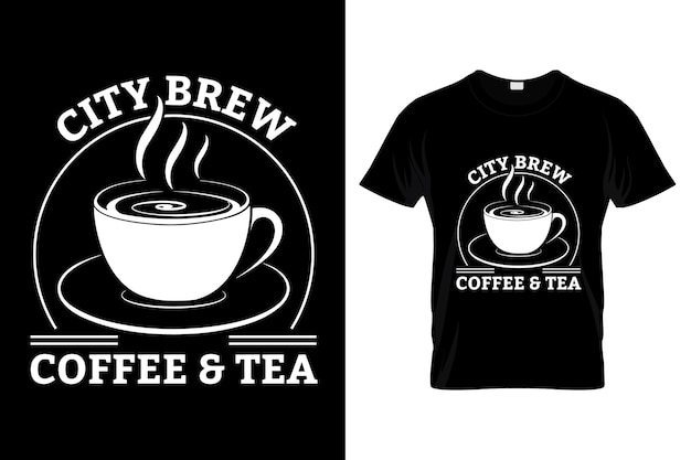 Diseño de camiseta de té de café de la ciudad.