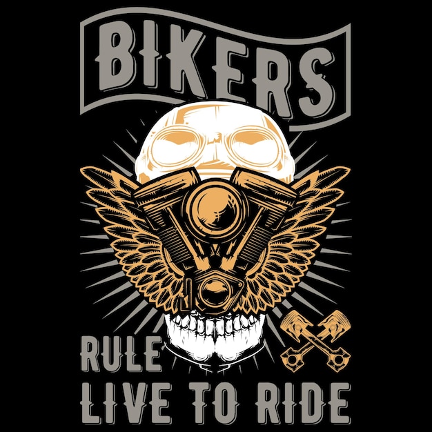 Diseño de camiseta con tema de motocicleta con ilustración de bicicleta personalizada.