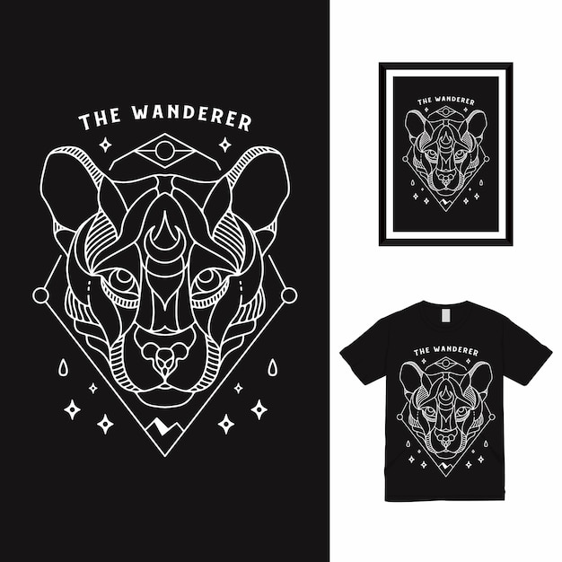 Diseño de camiseta The Wanderer Tiger Line Art