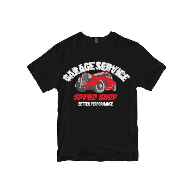 Diseño de camiseta de tienda de velocidad de servicio de garaje.