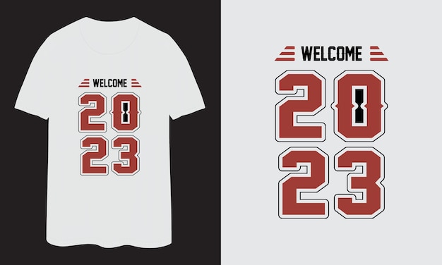 Vector diseño de camiseta de tipografía de bienvenida 2023