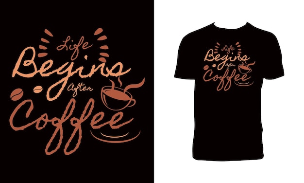 Diseño de camiseta de tipografía de café.