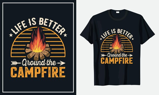 Diseño de camiseta de tipografía de camping Vector Premium