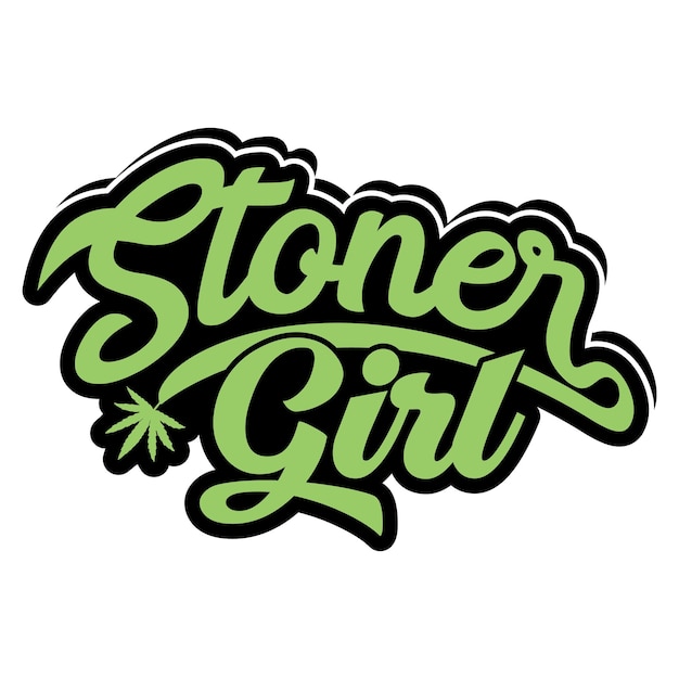 El diseño de la camiseta de la tipografía de la chica Stoner