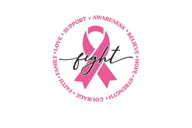 Diseño de camiseta de tipografía con cita de cáncer de mama.
