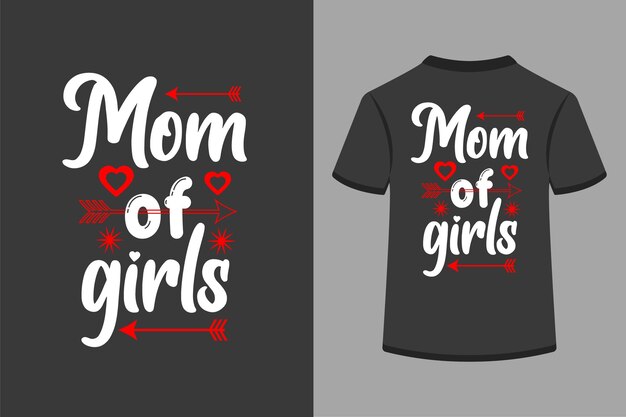 Vector diseño de camiseta de tipografía creativa de mamá de niñas.
