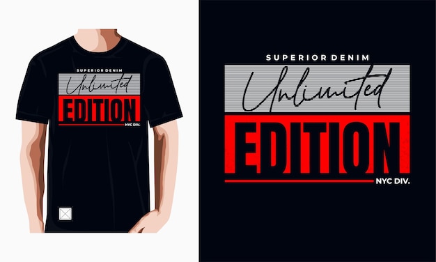 diseño de camiseta de tipografía de edición ilimitada Vector Premium