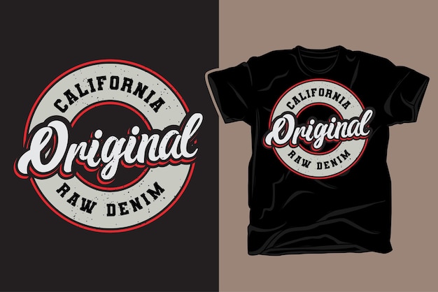 Diseño de camiseta de tipografía del equipo universitario de mezclilla cruda original de California