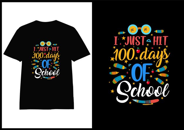 diseño de camiseta de tipografía escolar del día 100, camiseta 100 días de escuela