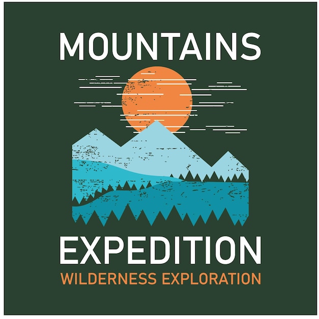 Diseño de camiseta de tipografía de expedición de montañas listo para imprimir vector premium